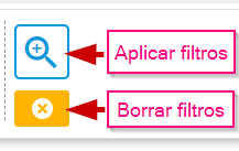 Iconos habituales. Aplicar borrar filtros