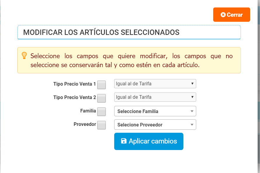 Almacen para los marcados modificar