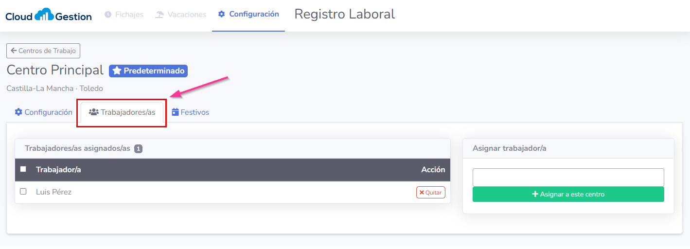 Gestión de Centros de Trabajo