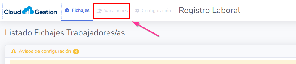 Gestionar vacaciones de los trabajadores por parte de un administrador