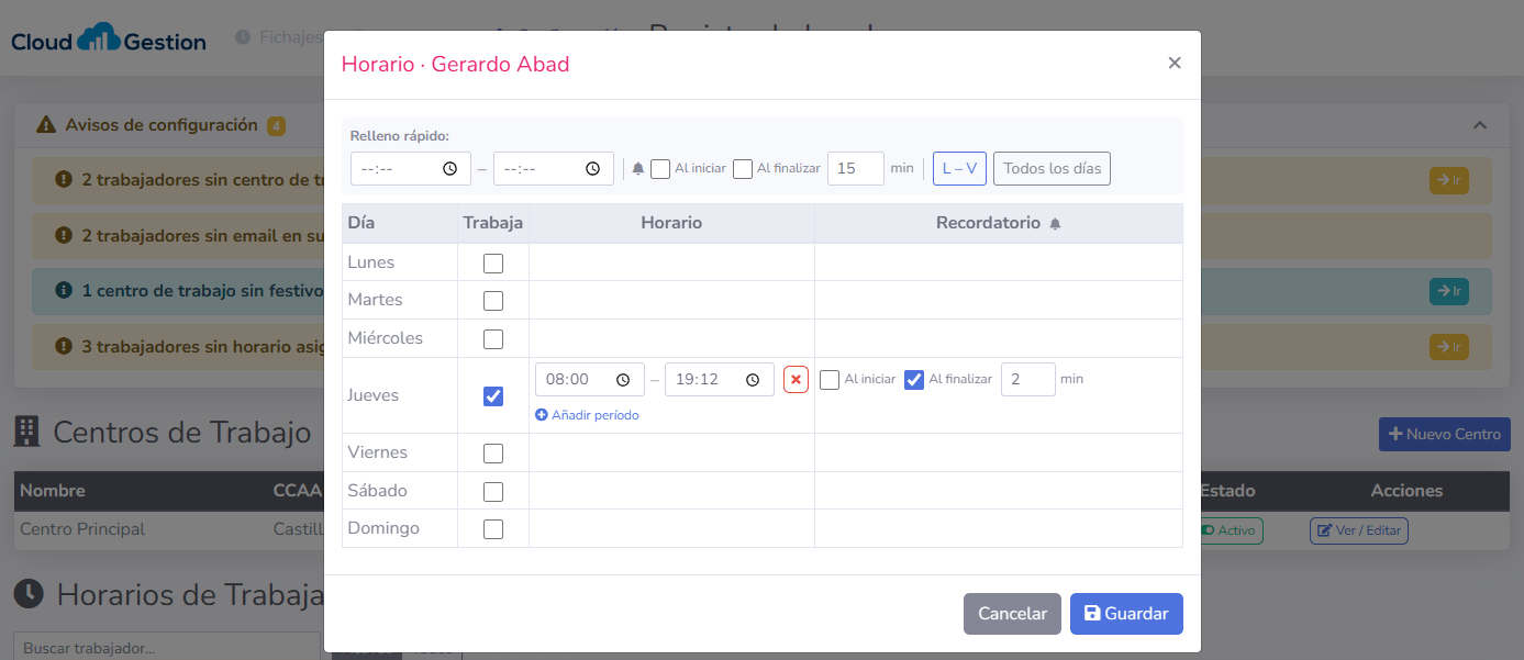 Como configurar el Módulo de Registro Horario