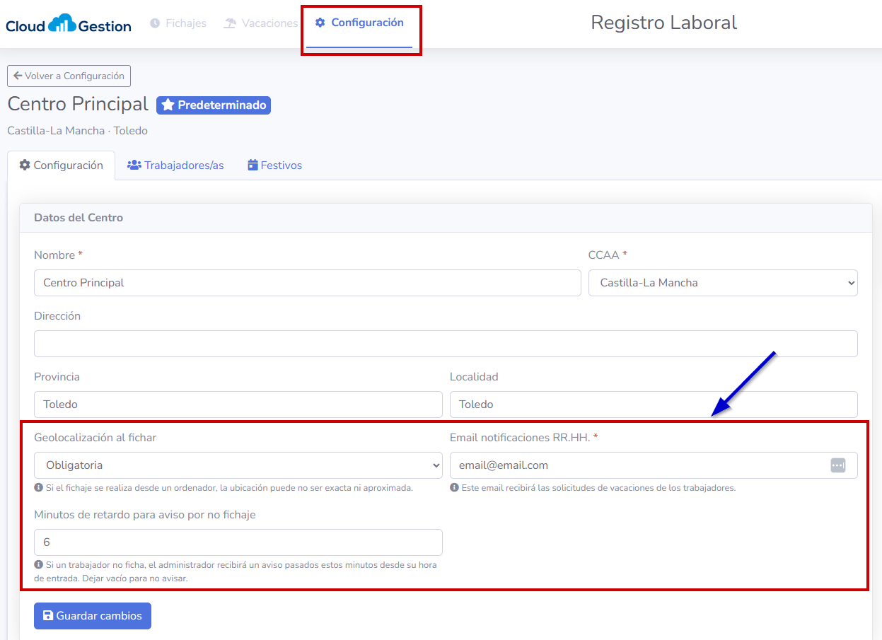 Como configurar la geolocalización en el Módulo de Registro Horario